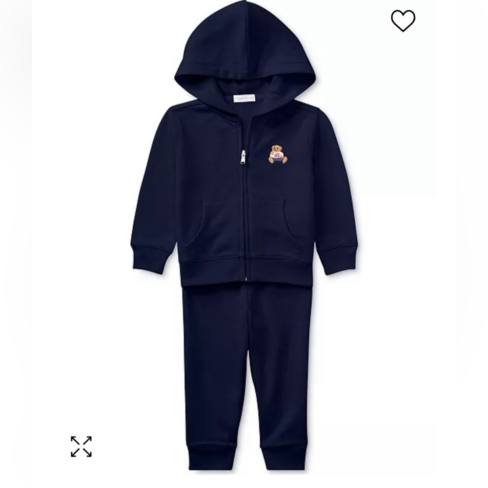 Ralph Lauren Teddy Bear Hoodie and Pants Set Size 3 months